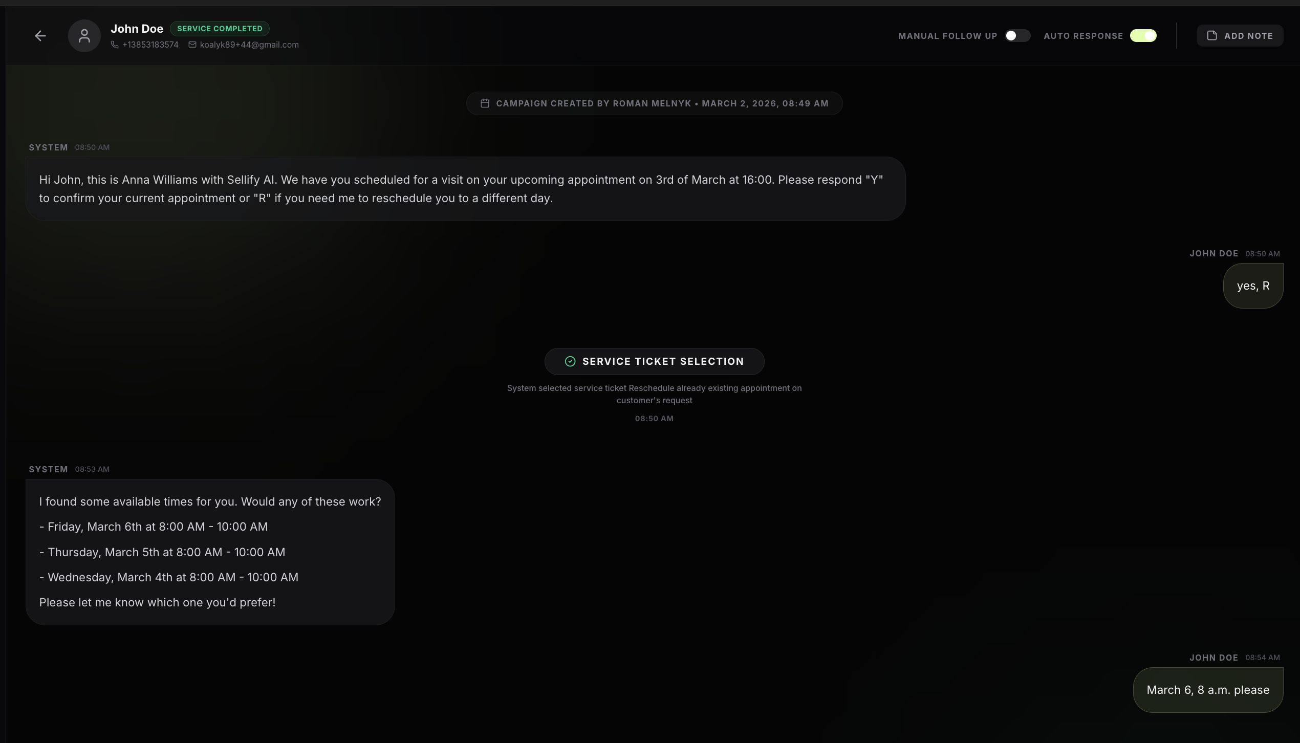 Appointment Reminder Conversation 1