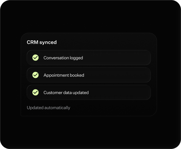 Synced directly into the CRM